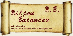 Miljan Batančev vizit kartica